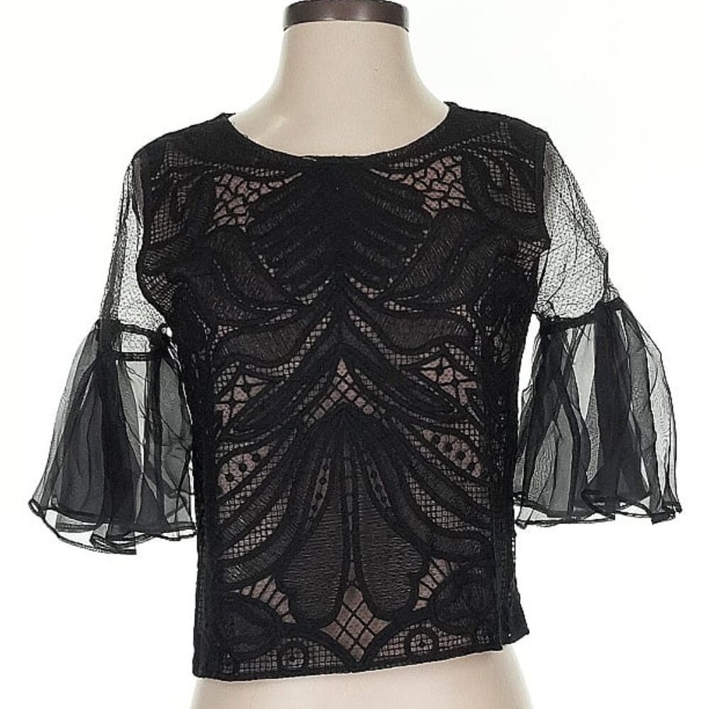 Alexis Black Lace Crop Blouse